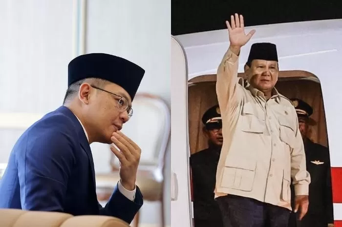 Menlu RI Sugiono (kiri) dan Presiden RI Prabowo Subianto (kanan) saat keberangkatan menuju kawasan Timur Tengah, pada Rabu, 9 April 2025 (Foto: GENMUSLIM.id/dok: Instagram @prabowo - @sugiono_56)