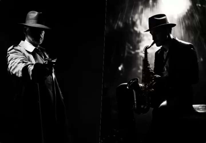 Ilustrasi musik jazz dengan detective noir. (Freepik)
