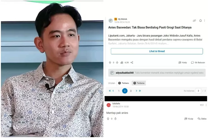 Jejak digital akun Fufufafa yang diduga milik Gibran pernah memuji Anies Baswedan (kolase Instagram/gibra_rakabuming/X/MeQoriSuwendo)