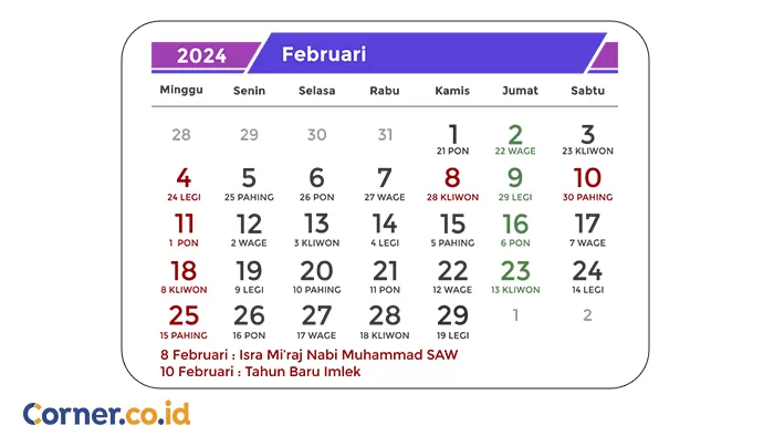 Daftar Hari Libur Dan Cuti Bersama Bulan Februari 2024 - Corner