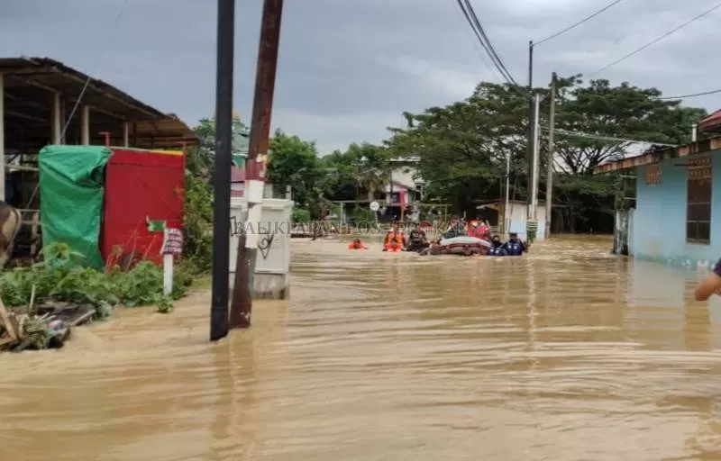 Kawasan Jalan Beler menjadi lokasi banjir paling parah di Balikpapan.