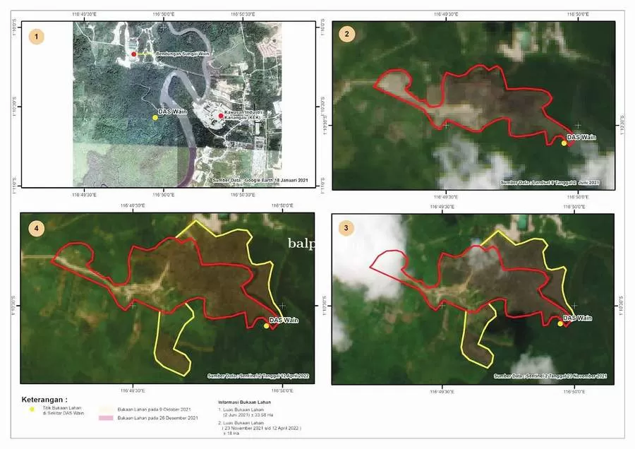 PETA KERUSAKAN LINGKUNGAN: Kerusakan mangrove terekam di data satelit yang diunggah oleh LSM peduli lingkungan