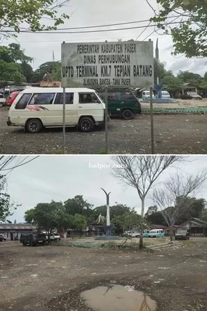 PINDAH: Terminal bus yang berada di Km 7 Kecamatan Tanah Grogot yang rencananya akan dipindahkan ke lokasi baru.