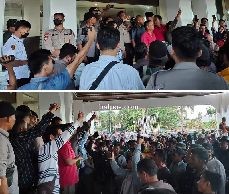 DEMO: Ratusan warga saat melakukan aksi demo di Hlhalaman Kantor Bupati Paser. (IST)