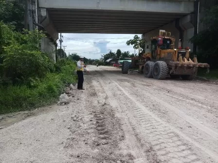 TUNTAS: Perbaikan titik jalan yang rusak di Jalan Poros Bangun-Suaran sudah selesai.