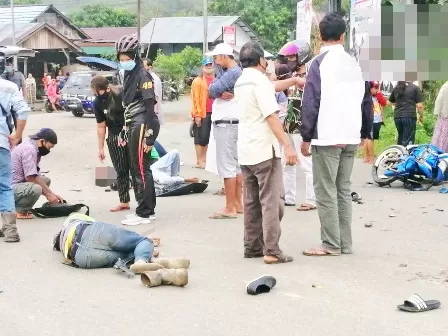 MAKAN KORBAN: Kecelakaan yang terjadi di simpang Jalan Abu-Abu – Jalan Kampung Cina.