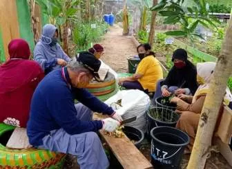 UJI COBA: Warga RT 7 Kelurahan Tanjung Redeb melakukan uji coba pupuk yang telah diolah oleh masyarakat usai mengikuti pelatihan beberapa waktu lalu.