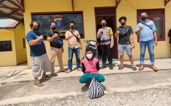 DIAMANKAN: Pelaku pencurian di Kampung Tumbit Melayu berhasil diamankan Reskrim Polsek Teluk Bayur, dan Opsnal Reskrim Polres Berau