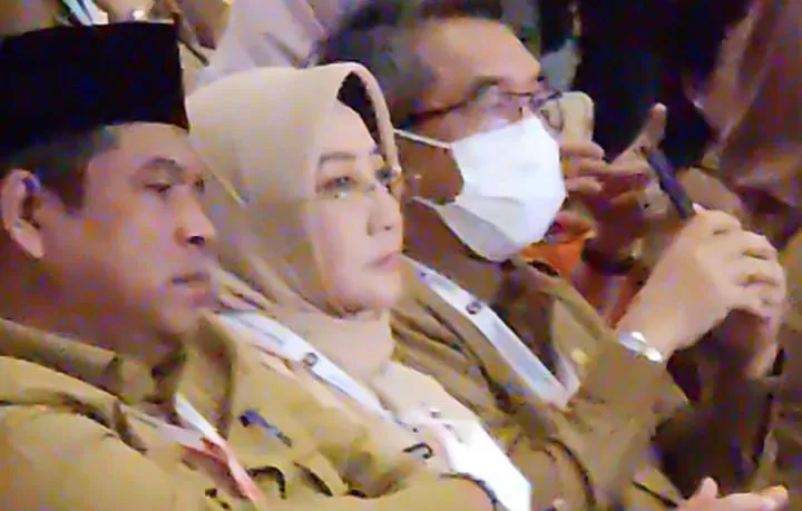 BERSAMA SELURUH KEPALA DAERAH: Bupati Berau Sri Juniarsih saat menghadiri Rakornas Kepala Daerah dan Forkopimda 2023 di Sentul, Bogor, Selasa (17/1).