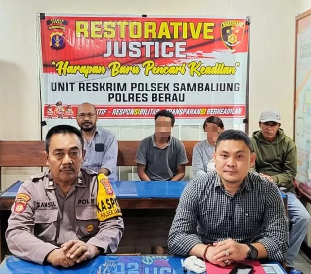 DAMAI: Polsek Sambaliung menyelesaikan kasus KDRT melalui restorative justice, setelah kedua belah pihak berdamai.