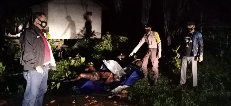 PENEMUAN MAYAT: Kondisi mayat saat ditemukan di dalam sungai kecil yang sudah membengkak dan mengeluarkan bau busuk di Desa Desa Matan Jaya, Kecamatan Simpang Hilir, Senin (7/9) lalu. POLRES FOR PONTIANAK POST