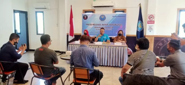KERJA: Konferensi pers pencapaian kerja BNN Kabupaten Mempawah di tahun 2021. ISTIMEWA