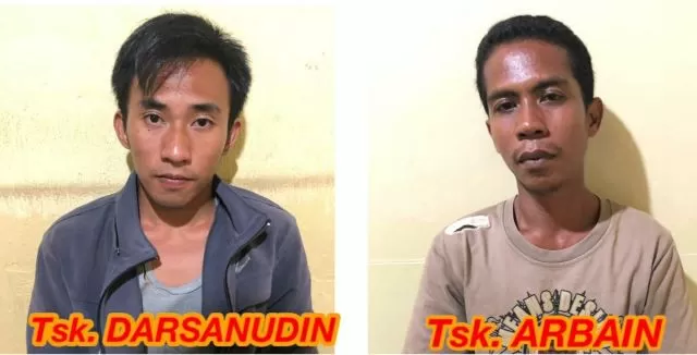 PELAKU : Dua pelaku penganiayaan terhadap tetangganya di Desa Bongkang, Haruai, Tabalong.