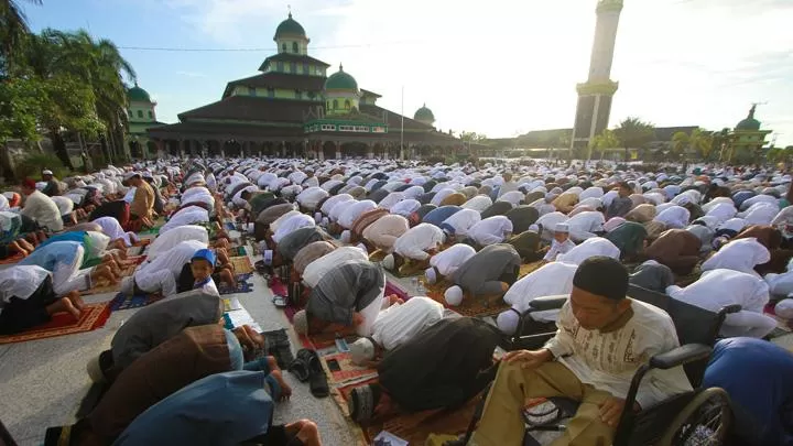 TAK TERULANG: Pelaksanaan salat ied di sebuah masjid di Banjarmasin tahun lalu. | DOK/ISTIMEWA