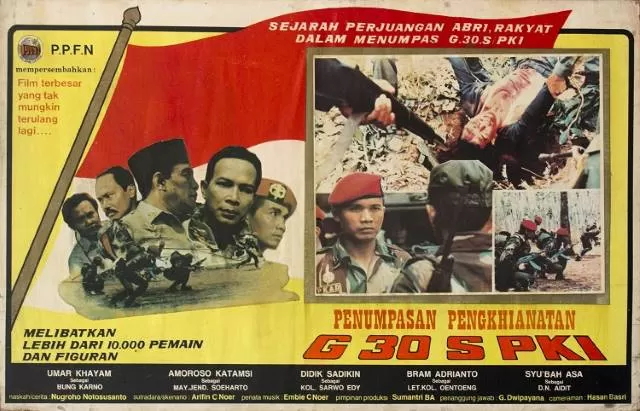 Poster film berjudul 'Penumpasan Pengkhianatan G30S/PKI'. | Foto: Wikipedia