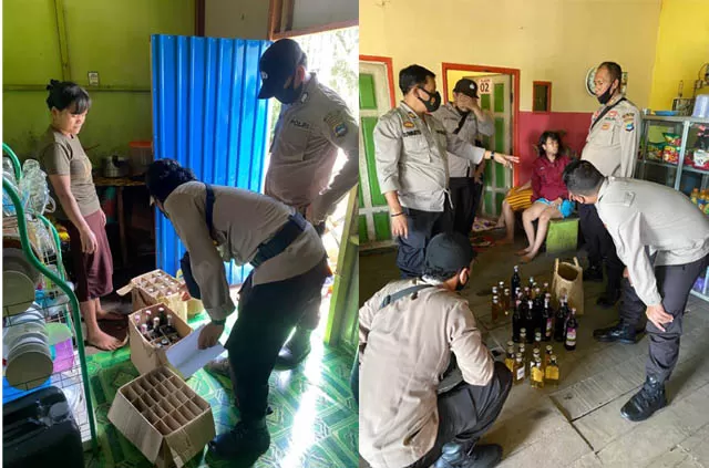 DISITA: Satres Narkoba Polres Batola mengamankan minuman keras berbagai merek dari warga. | FOTO: HUMAS POLRES BATOLA FOR RADAR BANJARMASIN