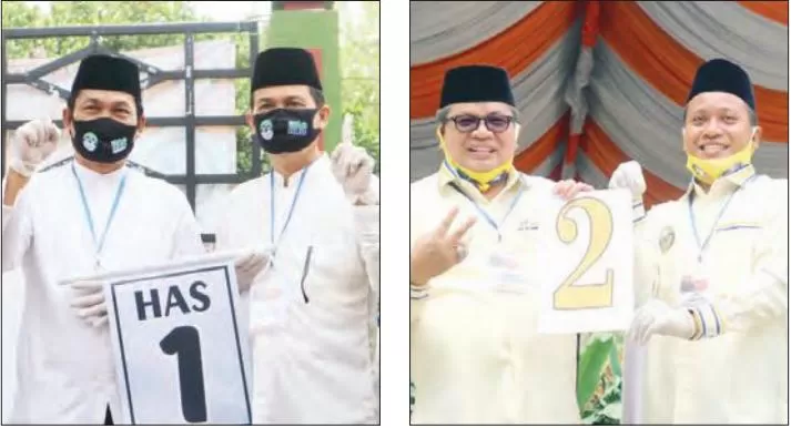 SERUPA: Pasangan calon di Pilkada Balangan, Abdul Hadi-Supiani (kiri) dan Ansharuddin-M Nor Iswan.