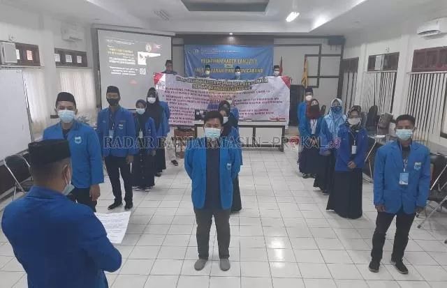 DEKLARASI: Pelatihan kader PMII Banjarmasin. Disertai deklarasi anti gerakan intoleran dan ujaran kebencian. | FOTO: ENDANG SYARIFUDDIN/RADAR BANJARMASIN