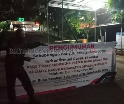 TUTUP LAYANAN: RSD Idaman Banjarbaru terpaksa menutup pelayanannya akibat lonjakan kasus Covid-19. Layanan hanya dibuka untuk layanan kegawatan kebidanan.  | Foto: ist
