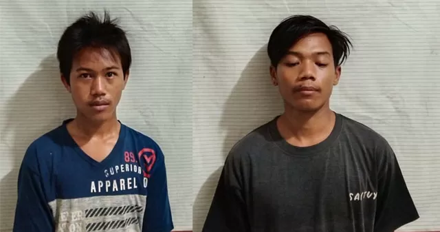 Dua pemuda ditangkap Buser Polsek Banjarmasin Timur, kemarin (3/8). Mereka diamankan karena mengeroyok seorang warga Jalan Pramuka.