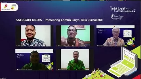 VIRTUAL: Pengumuman jurnalis Radar Banjarmasin saat berhasil menjuarai Lomba Jurnalistik SKK Migas, Rabu (18/8).