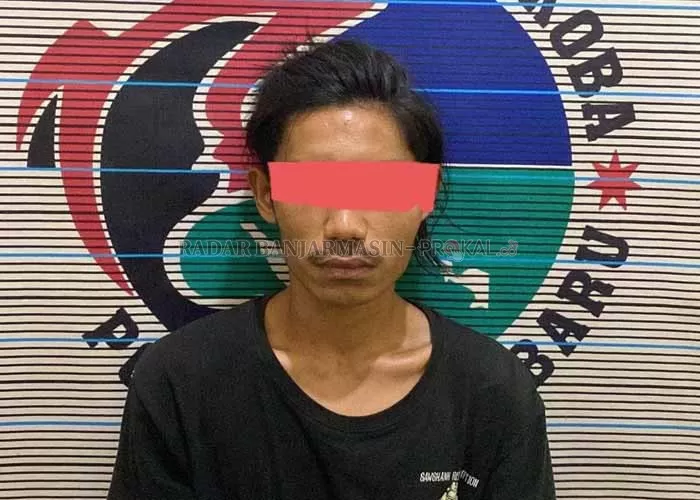 DITAHAN: LY (21) asal Tanah Bumbu ditangkap anggota Satuan Resnarkoba Polres Kotabaru.