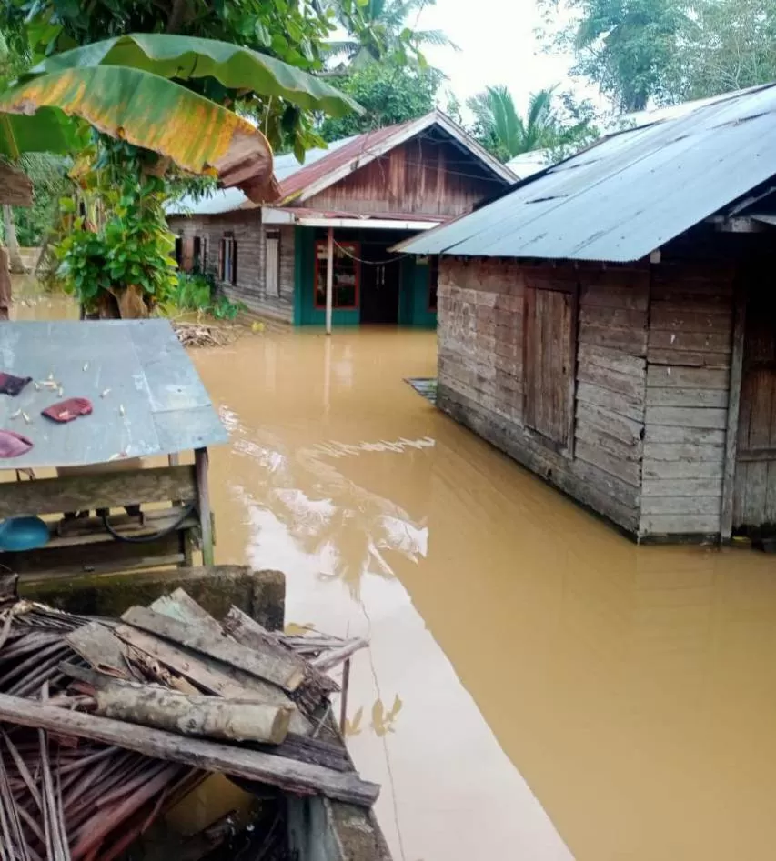 BANJIR : Kondisi banjir di kawasan Kecamatan Benua Lawas.