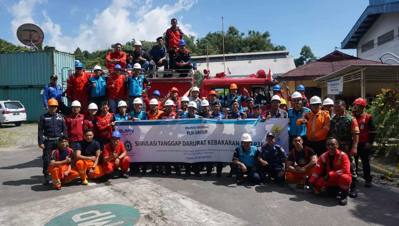 EDUKASI: PMK Tarakan, PMI Tarakan dan PLN Group Tarakan usai melaksanakan agenda edukasi K3, P3K dan Mitigasi Kebakaran, Kamis (23/1)