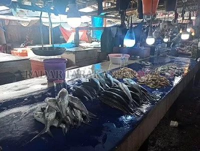 TERDAMPAK: Penjual ikan di sejumlah pasar tradisional yang ada di Kota Tarakan mengaku pendapatan selama pandemi Covid-19 menurun drastis akibat daya beli masyarakat yang menurun./Januriansyah/Radar Tarakan