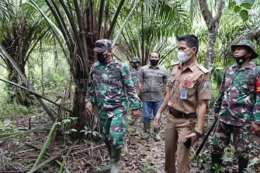 BANGUN JALAN: Dandim 0910/Malinau bersama Kepala Desa Kuala Lapang  meninjau lokasi kegiatan TMMD./Hadi Aris Iskandar/Radar Tarakan