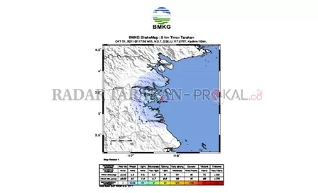 Analisis BMKG mengenai gempa bumi yang kembali terjadi di Tarakan, Kamis (21/10). FOTO: LAMAN RESMI BKMG