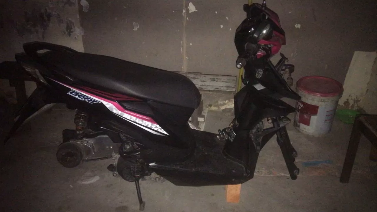 Motor salah satu korban pencurian onderdil yang terjadi di Gunung Samarina, Balikpapan Utara.