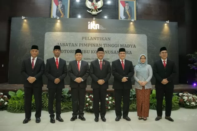 Kepala Otorita Ibu Kota Nusantara (IKN) Bambang Susantono melantik lima pejabat Pimpinan Tinggi Madya Otorita IKN