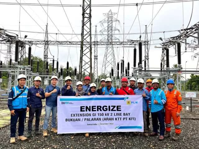 SELESAI: Jaringan listrik dari GI Bukuan - PT KFI sepanjang 26,35 kms dan sebanyak 35 tower telah selesai pembangunannya pada awal tahun 2023 dimaksudkan untuk melayani pelanggan Konsumen Tegangan Tinggi (KTT) Smelter pertama di Kalimantan Timur yaitu PT KFI.