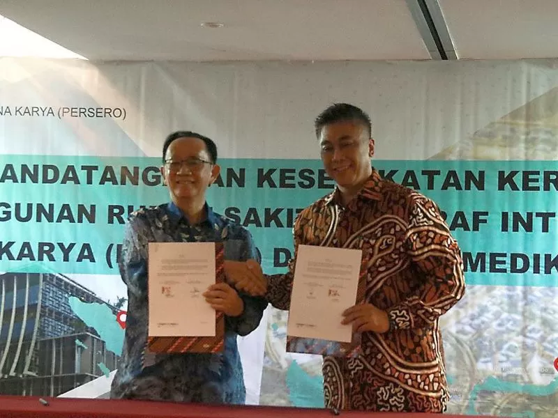 Penandatanganan Kesepakatan Kerja Sama Pembangunan Rumah Sakit Bertaraf Internasional, di Hermina Tower, Jakarta Pusat, Selasa (20/6).
 (Foto : Dokumentasi Otorita IKN)