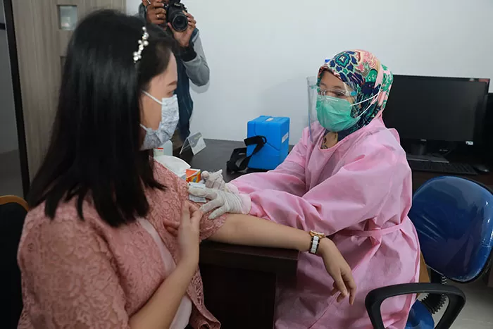 VAKSINASI: Pelaksanaan simulasi vaksinasi Covid tahap 1 di Kaltara digelar di Puskesmas Tanjung Selor, Selasa (12/1).