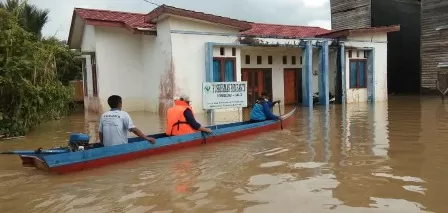 SUDAH SEPEKAN: Air yang merendam permukiman warga di Kecamatan Sembakung, Kabupaten Nunukan.