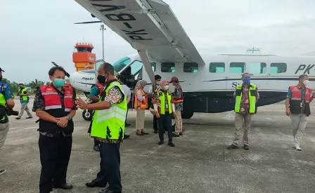 RESMIKAN: Penerbangan perdana program subsidi angkutan udara perintis tujuan Tarakan – Maratua, Sabtu (15/1).