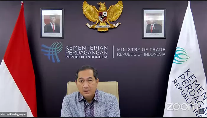 Menteri Perdagangan, Muhammad Lutfi menggelar konferensi pers terkait ketersediaan minyak goreng yang dilaksanakan secara virtual, Jakarta, Rabu (9/3/2022).
