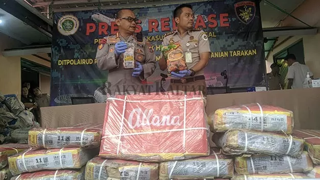 DAGING ILEGAL: Ditpolairud Polda Kaltara menggagalkan masuknya 2,7 ton daging ilegal di perairan Juata, Tarakan, Rabu (9/11).
