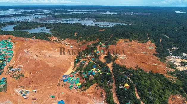 AKTIVITAS PENAMBANG: Lokasi tambang emas ilegal yang berada di Kecamatan Sekatak, Kabupaten Bulungan, kembali menelan korban jiwa akibat tertimbun tanah.
