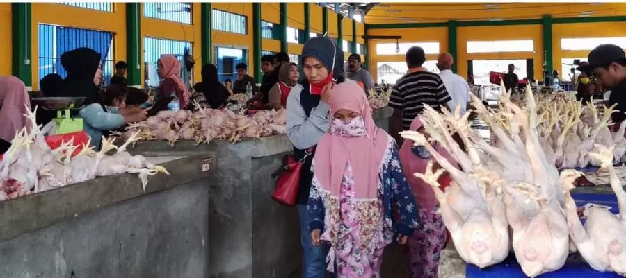 Lapak pedagang ayam di pasar Segiri