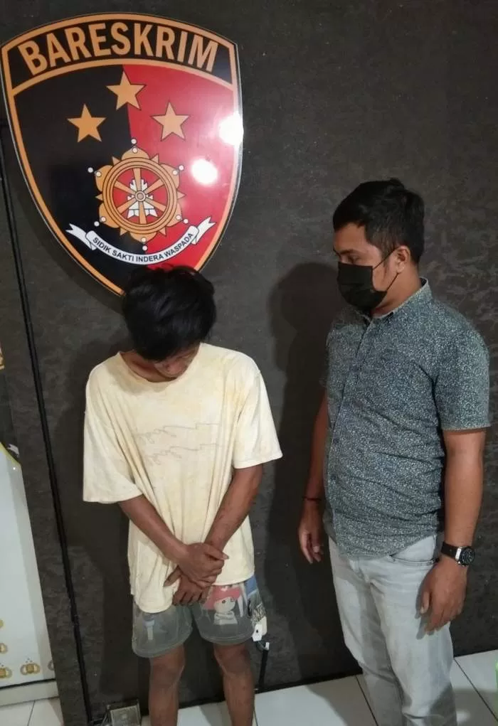 TERTANGKAP: Pria berinisial Fj alias P ini akhirnya ditahan setelah ditetapkan tersangka oleh penyidik Polsekta Samarinda Ulu.
