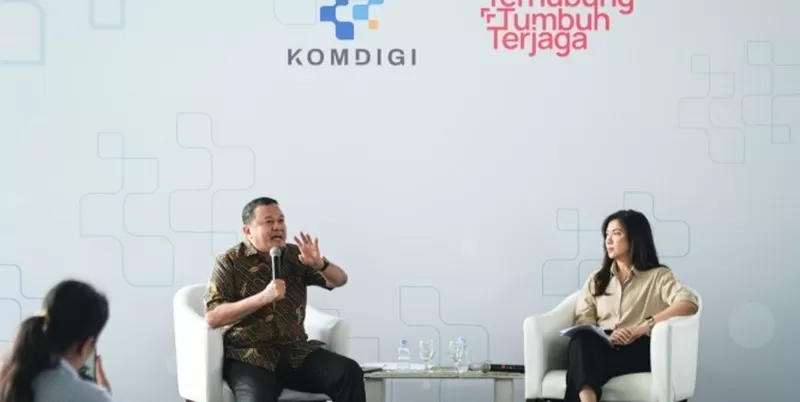 Direktur Jenderal Ekosistem Digital Kementerian Komunikasi dan Digital (Komdigi), Edwin Hidayat Abdullah, dalam Konferensi Pers Update Kebijakan Biometrik di Garuda Spark Innovation Hub, Jakarta Pusat, Jumat (29/05/2026). (Foto: Komdigi)
