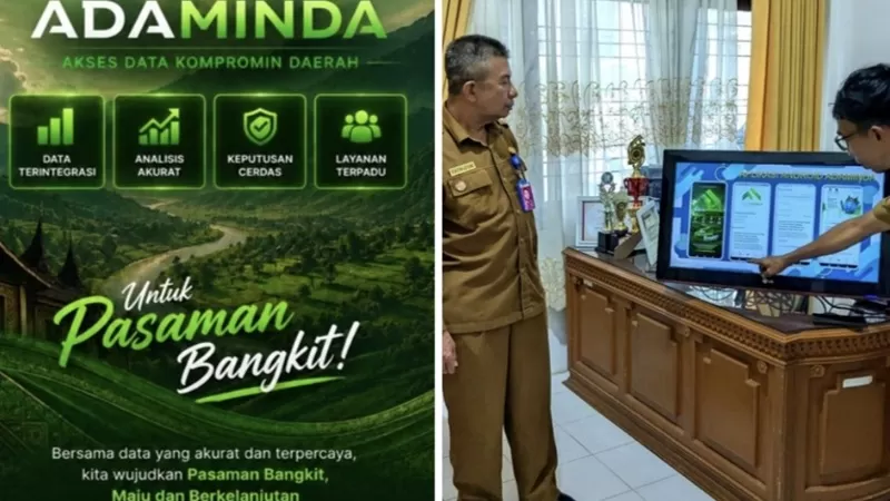 ransformasi digital di Kabupaten Pasaman memasuki fase baru. Pemerintah Kabupaten Pasaman melalui Dinas Komunikasi dan Informatika (Diskominfo) meluncurkan aplikasi berbasis Android bernama ADAMINDA atau Akses Data Kompromin Daerah, sebuah platform digital yang dirancang untuk mengintegrasikan data sektoral daerah secara cepat, akurat, dan real-time guna mendukung proses pengambilan kebijakan berbasis data. (Foto: Pemkab Pasaman)