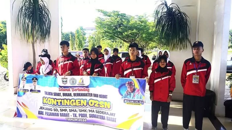 Pemerintah Kabupaten Pasaman Barat secara resmi melepas kontingen Olimpiade Olahraga Siswa Nasional (O2SN) jenjang SD, SMP, SMA/SMK, dan MA yang akan mewakili daerah tersebut pada ajang O2SN tingkat Provinsi Sumatera Barat, Minggu (21/6/2026).