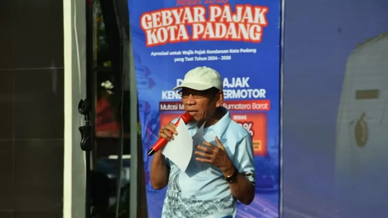 Wakil Wali Kota (Wawako) Padang, Maigus Nasir menghadiri Gebyar Pajak Kota Padang di kawasan Car Free Day depan Kantor Gubernur Sumatera Barat (Sumbar), Minggu (30/8/2026) pagi. (Dok. Diskominfo)