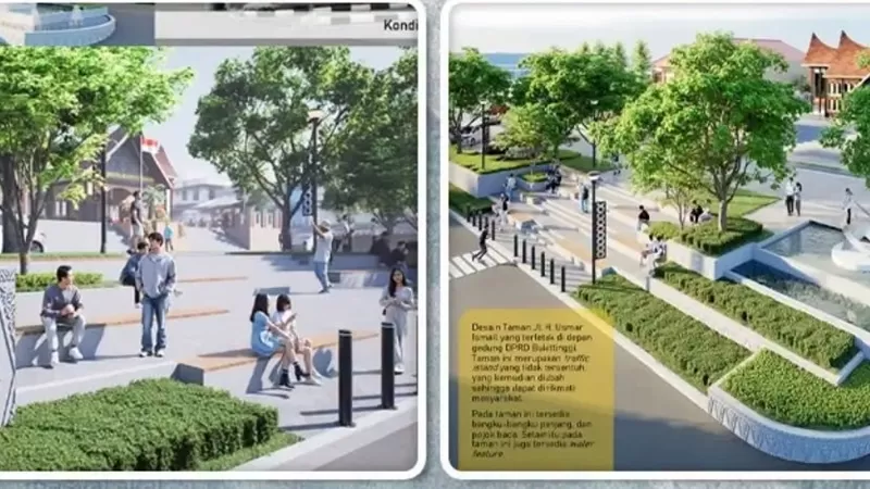 Pemerintah Kota Bukittinggi mulai melakukan revitalisasi Taman Depan DPRD Bukittinggi sebagai bagian dari pembangunan yang masuk dalam konsep Integrated City Planning (ICP).  (Foto: Pemko Bukittinggi)