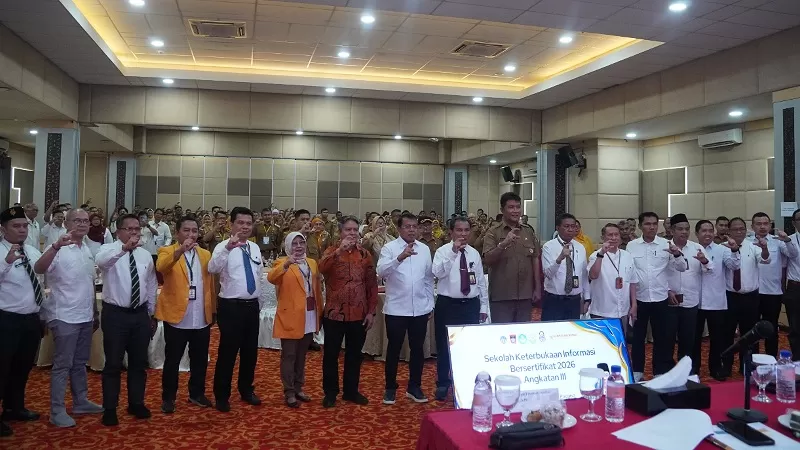 Sebanyak 104 Lurah dan unsur PPID Pemerintah Kota Padang mengikuti Sekolah Keterbukaan Informasi Angkatan III Tahun 2026 di UNP Hotel & Convention, Senin (14/9/2026) pagi. (Dok. KKPS UNP)