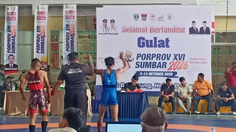 Cabang olah raga (Cabor) Gulat dari Kota Padang merajai Porprov Sumbar 2026. (Dok. KONI)